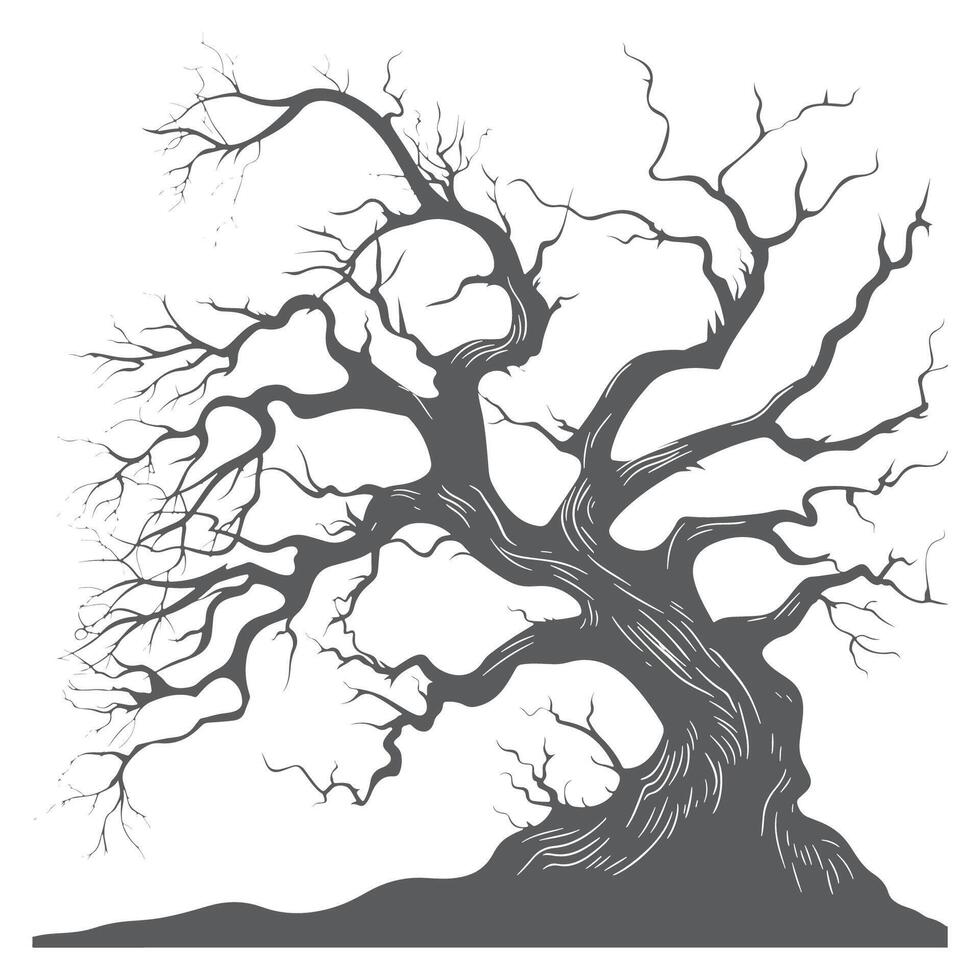 A black and white illustration of a tree with no leaves vector