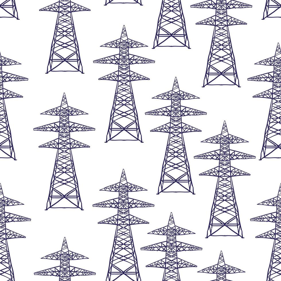 seamless pattern with electricity tower vector