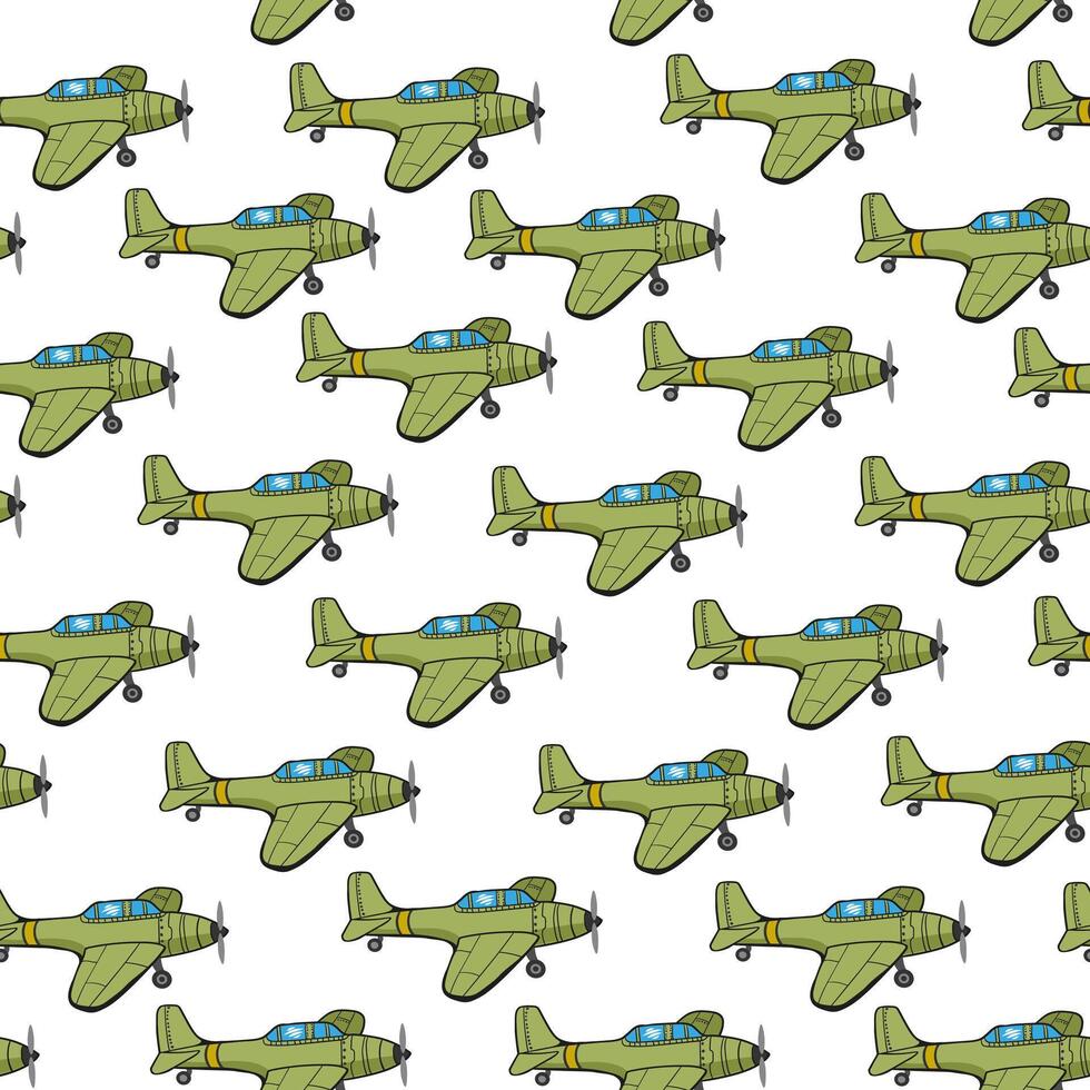 seamless pattern with retro plane vector