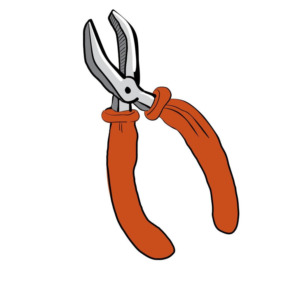 orange pliers in doodle style vector