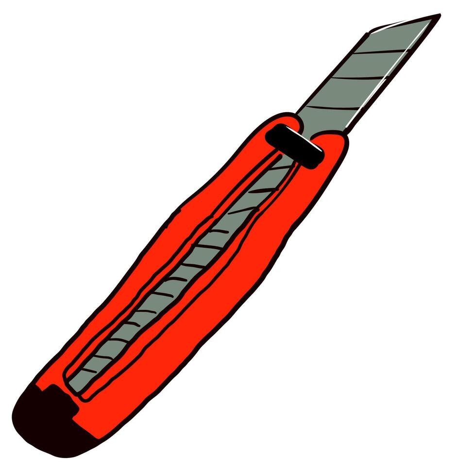 red paper knife in doodle style vector