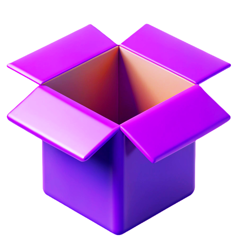 a purple box with an open top png