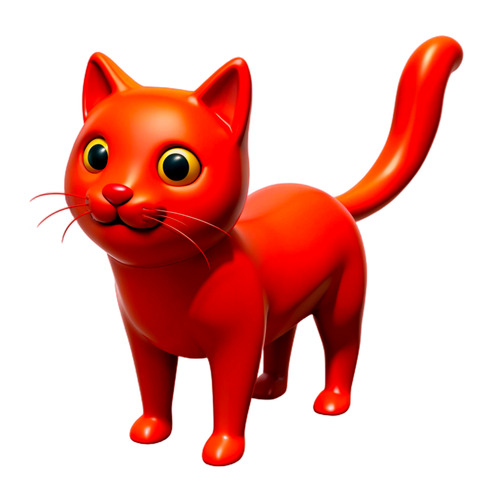 3d red cat on a transparent background png
