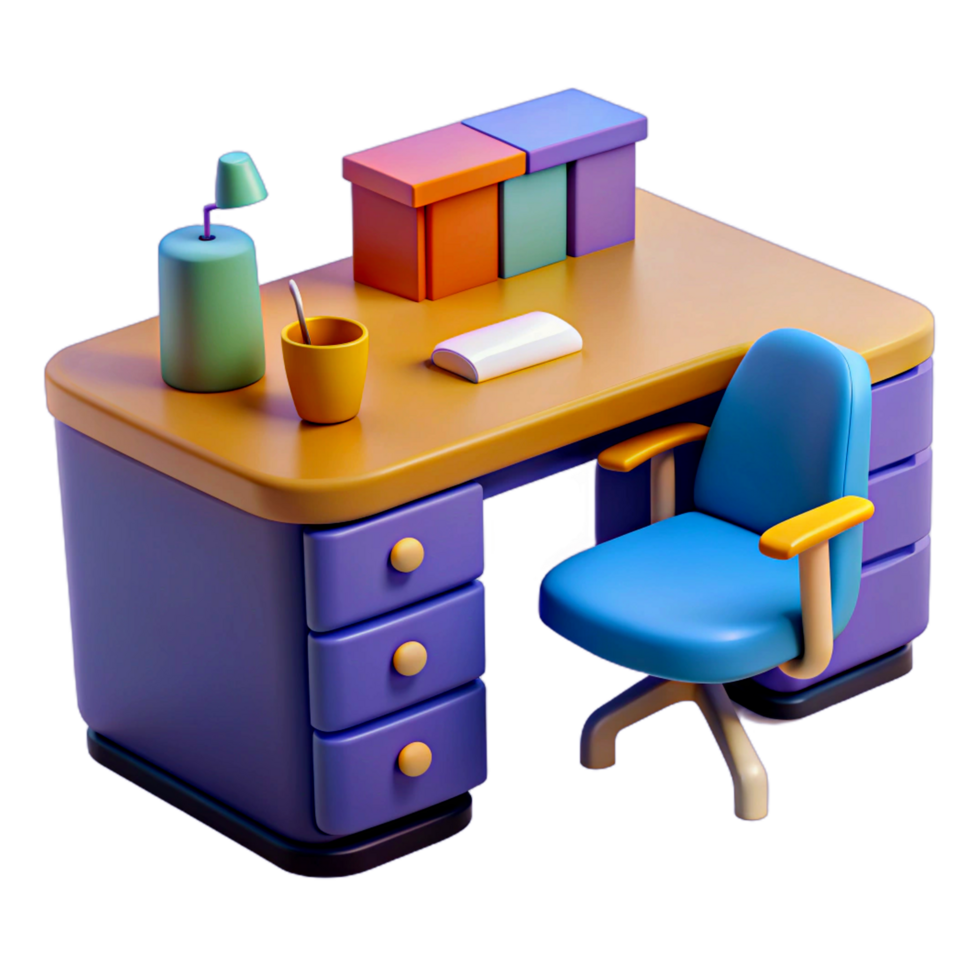 office desk with chair and desk png