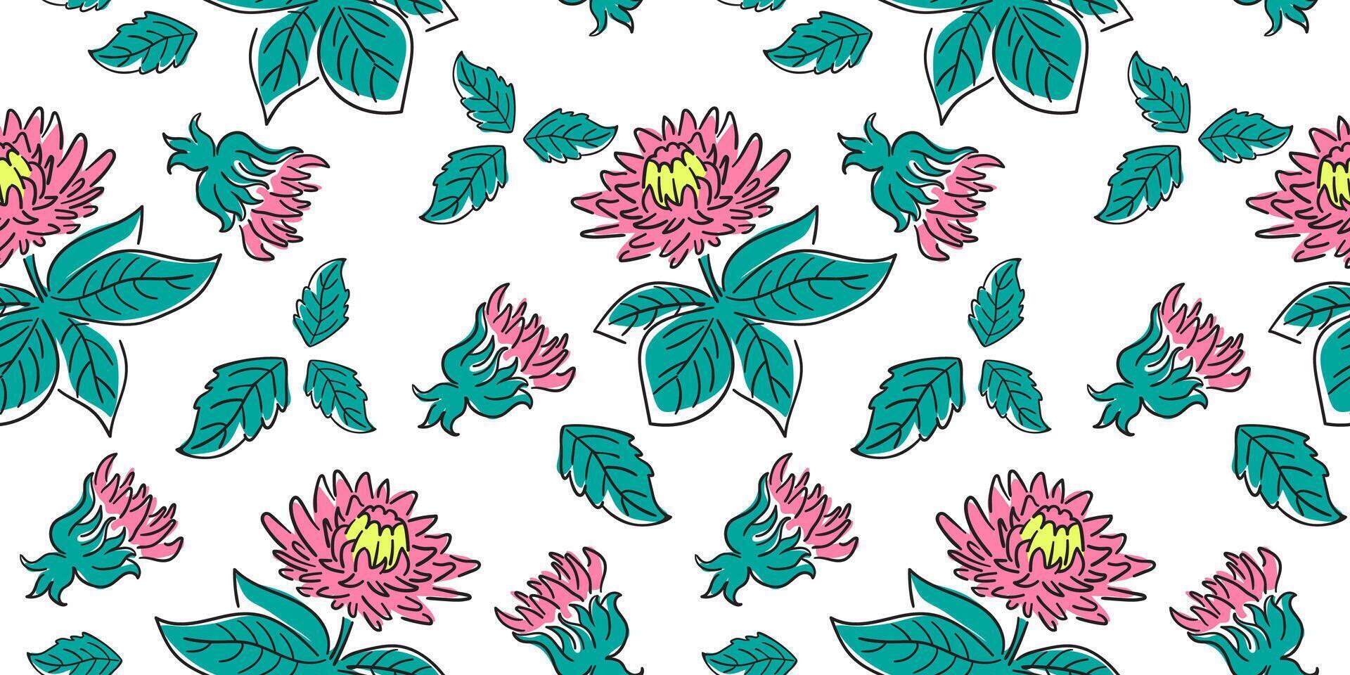 seamless pattern with flower dahlia on white vector