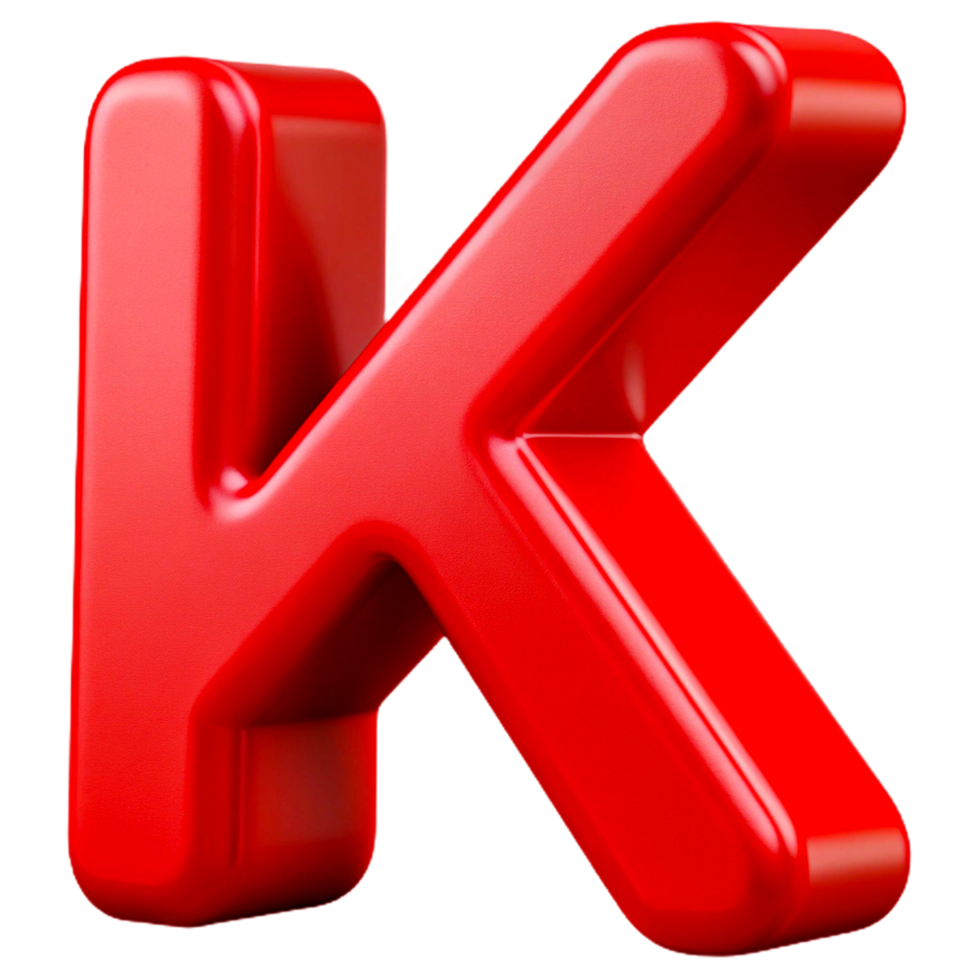 3d red letter k on transparent background png