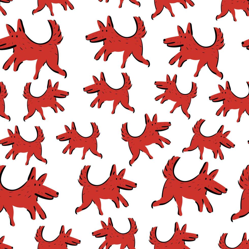 seamless pattern with red dog vector