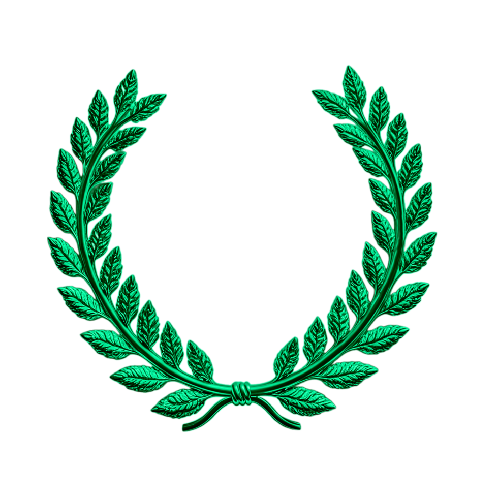 3d green laurel wreath emblem png