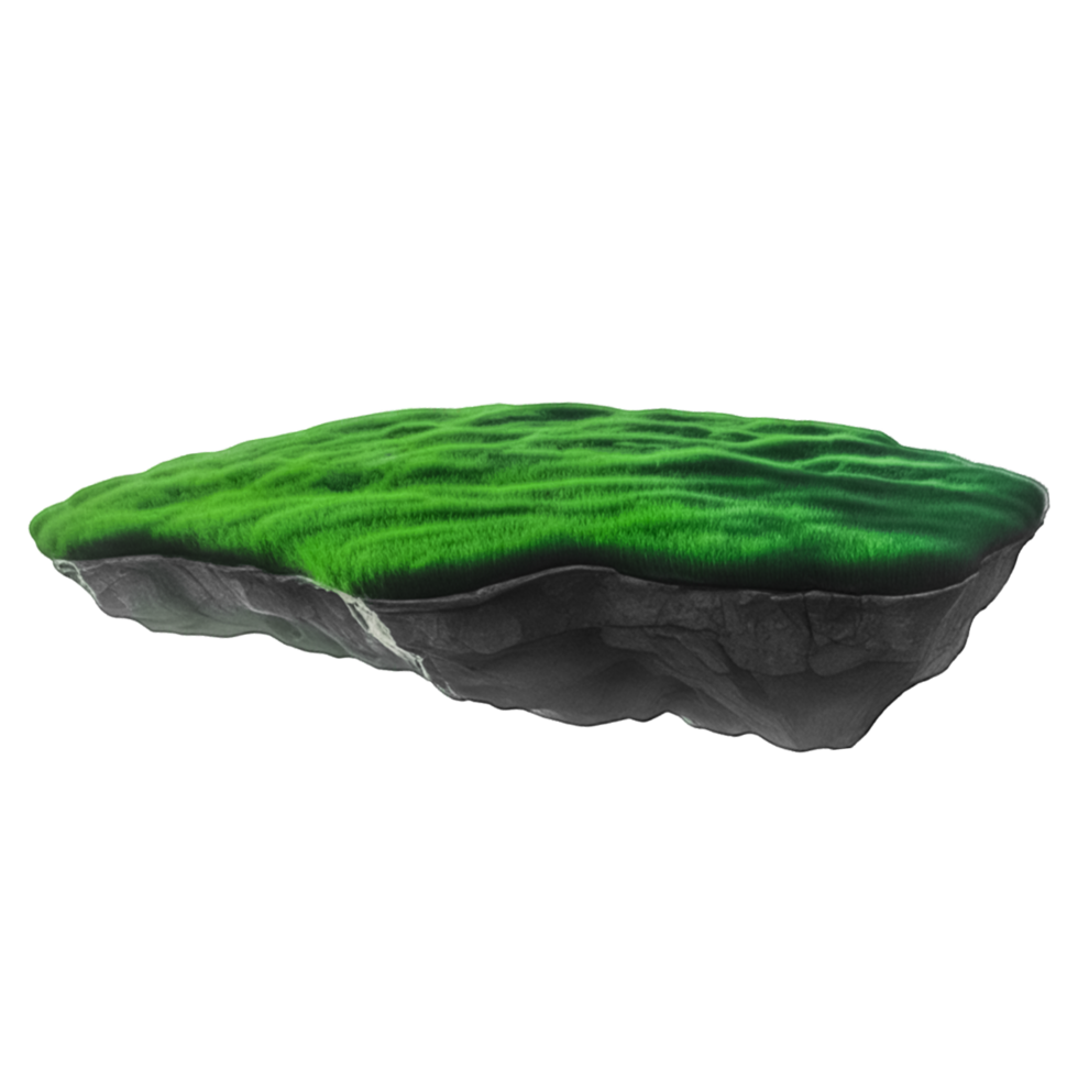 Round soil ground empty floating island with green grass field png