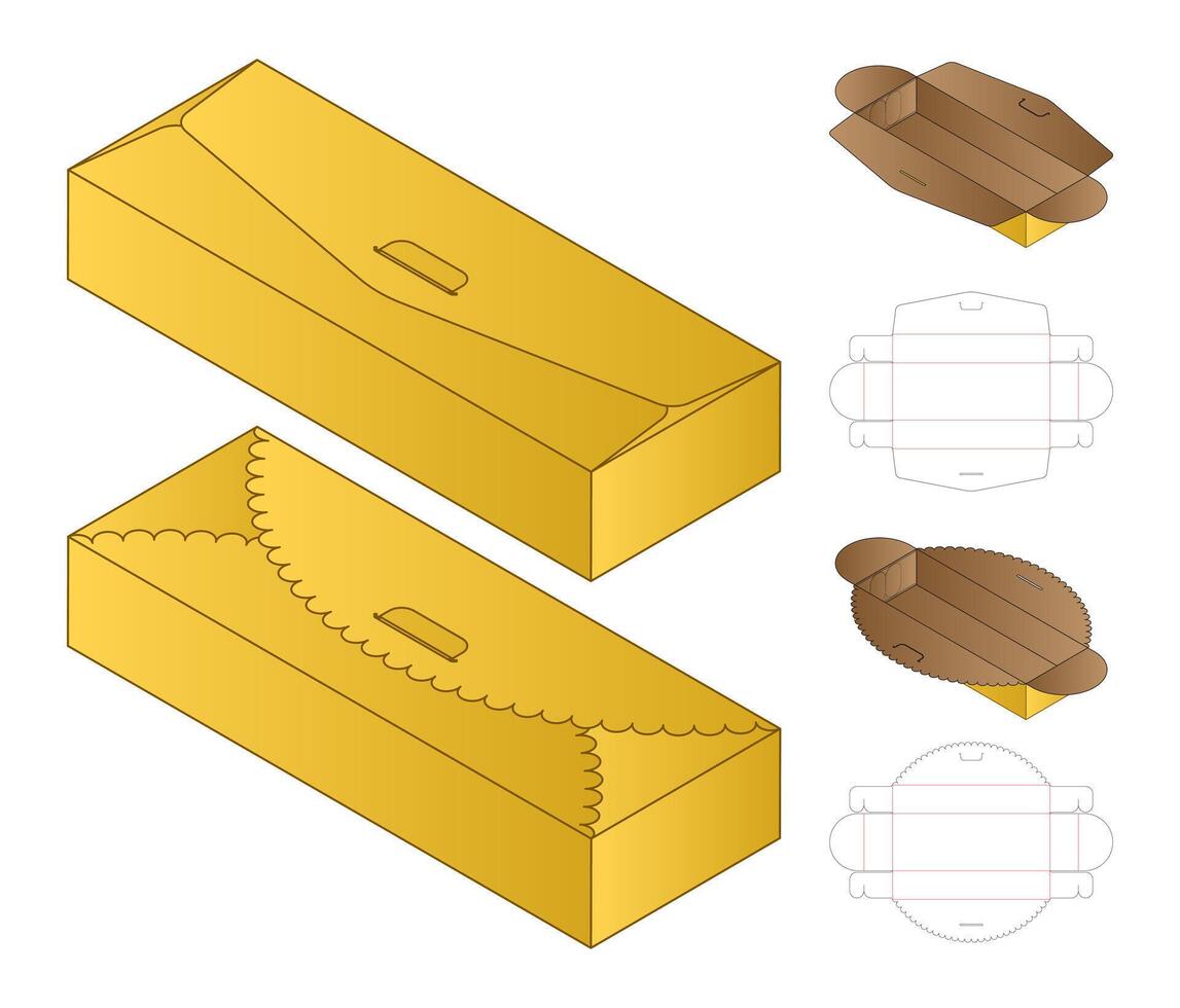 A yellow box packaging template with mockup vector