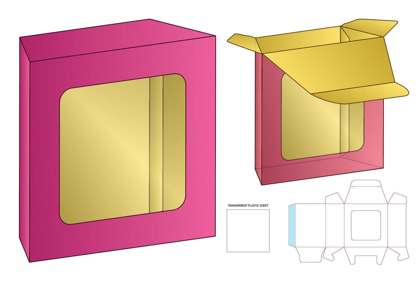 A pink product box packaging template with mockup vector