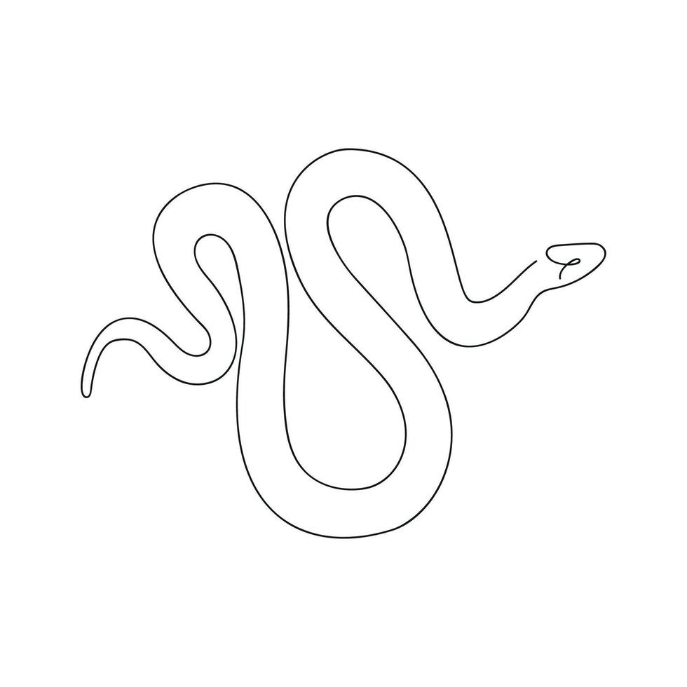 Snake in one continuous line. One line drawing, minimalism. vector