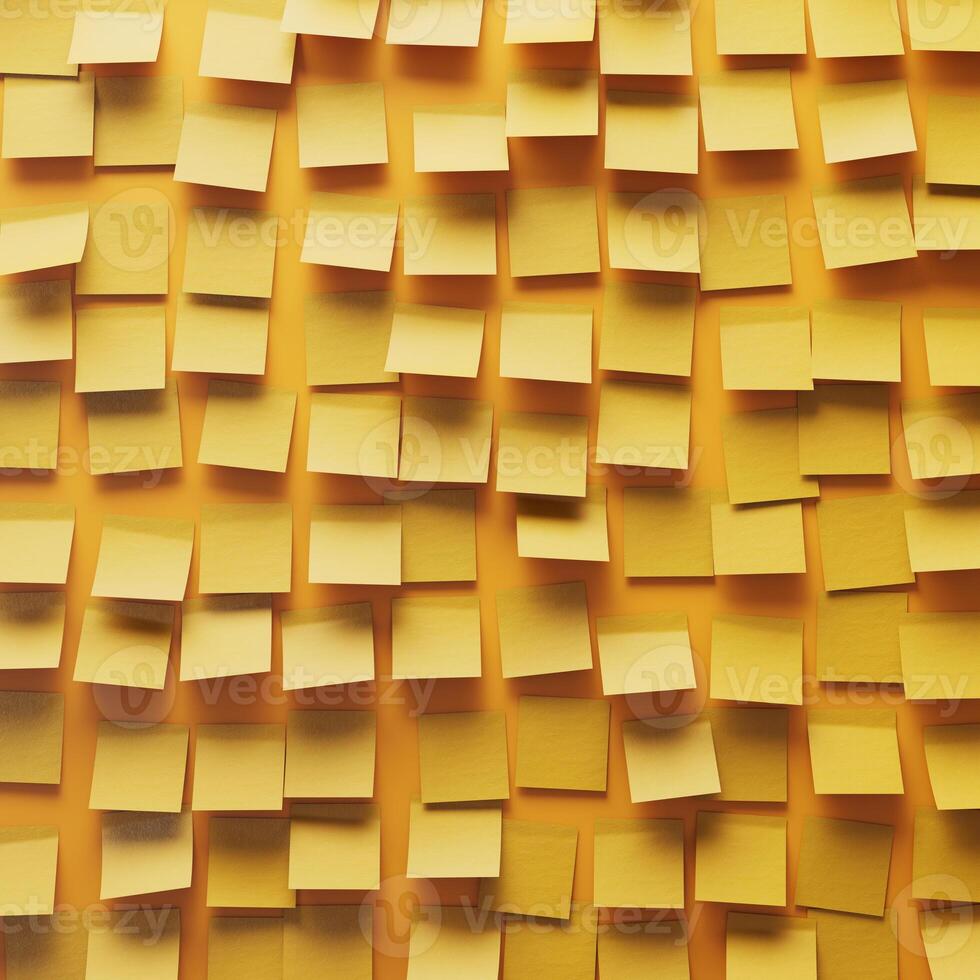 Chaos in Color. A Wall of Random Yellow Sticky Notes photo
