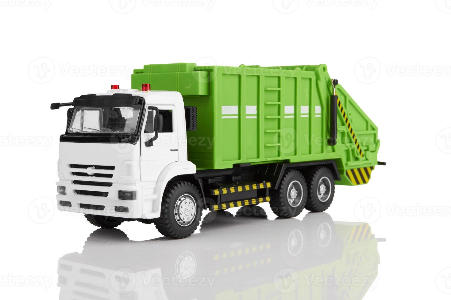 Garbage truck on white photo