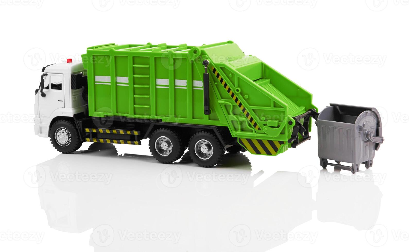 Garbage truck on white photo