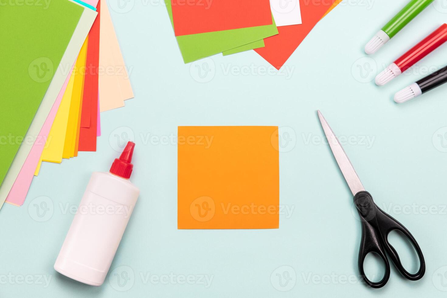 How to make Origami paper bookmark form of carrot for Easter greetings. Children's art project. DIY concept. Step by step photo instruction. Step 1.
