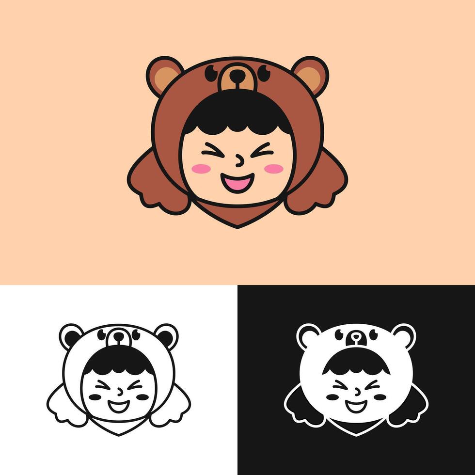 The logo depicts a small child and a bear laughing, creating a cheerful and happy atmosphere vector