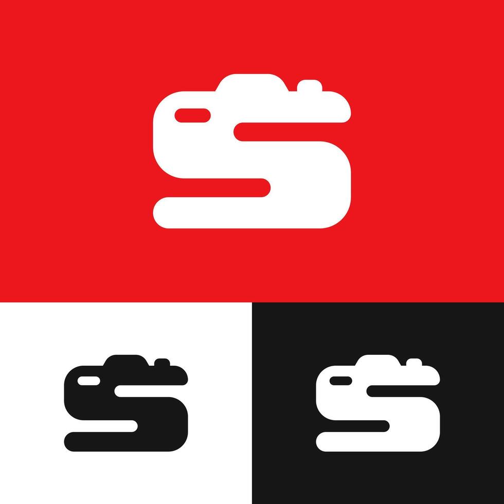 The 'S' logo with a camera element reflects visual beauty and artistic expression vector