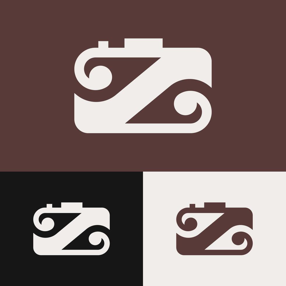 The 'Z' logo is decorated with a vintage camera, creating a classic and elegant impression vector