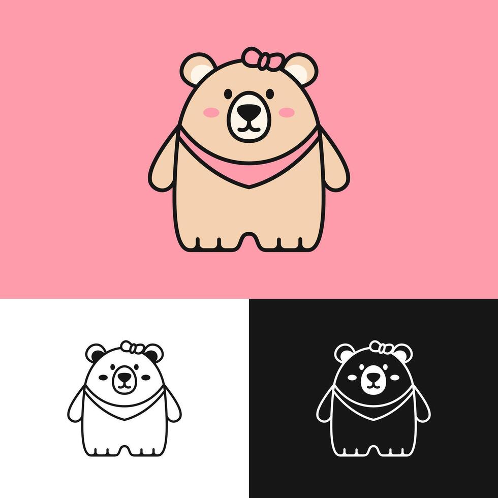The pink bear logo depicts a cheerful girl, creating a colorful and imaginative atmosphere vector