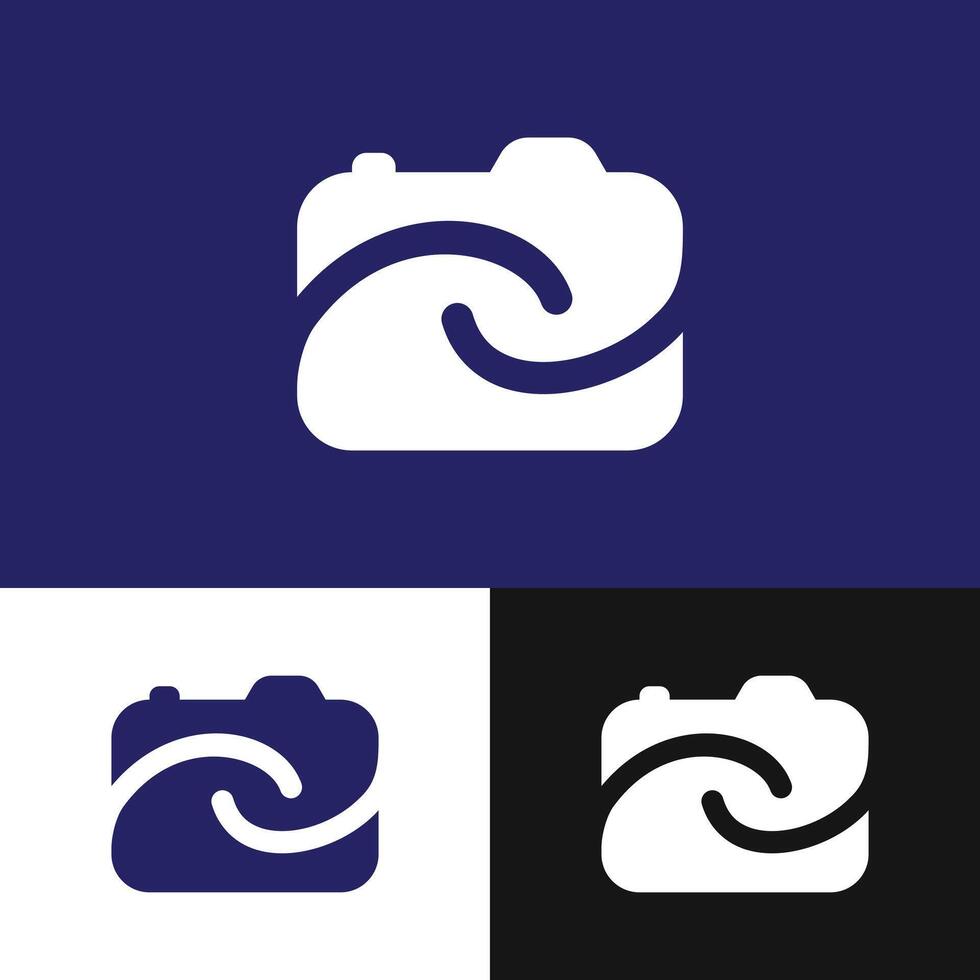 A logo that combines the elements of a camera with the concept of taking and giving, creating a bond between taking pictures and sharing experiences vector