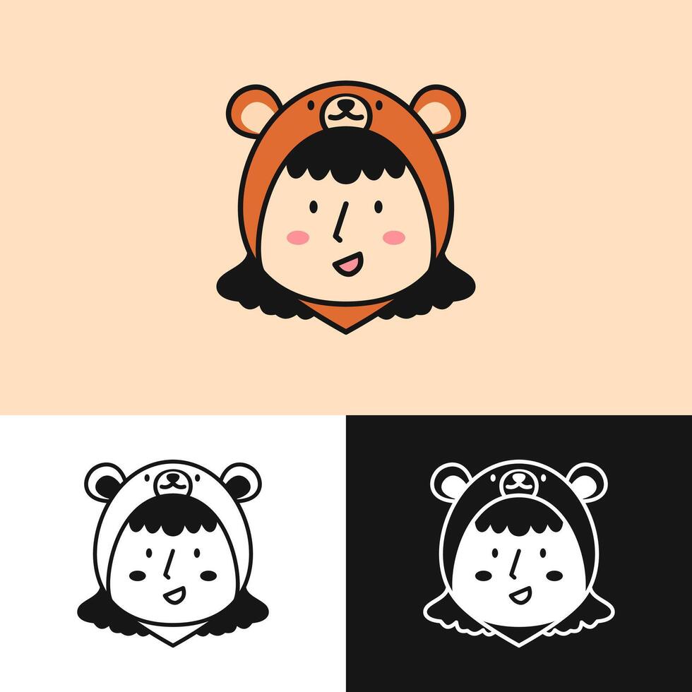 A combination of logo designs showing a cheerful bear cub, symbolizing joy and warmth vector