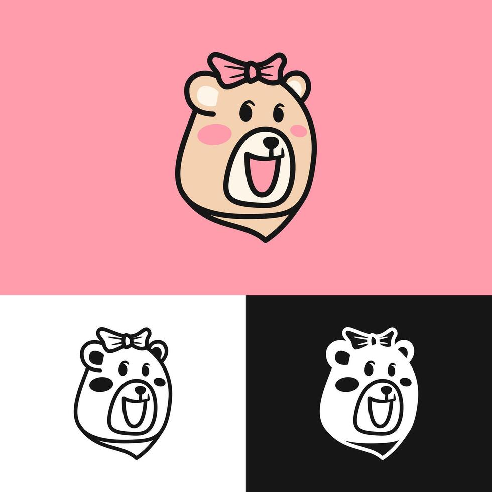 Logo design showing a little girl with a bear, symbolizing adventure and friendship vector