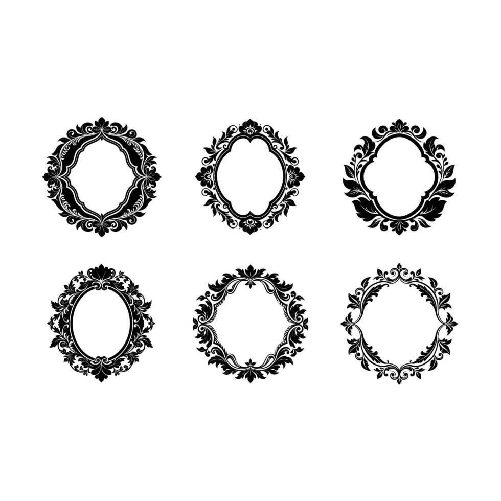 Elegant Victorian floral ornament in and line art style, perfect for digital design vector