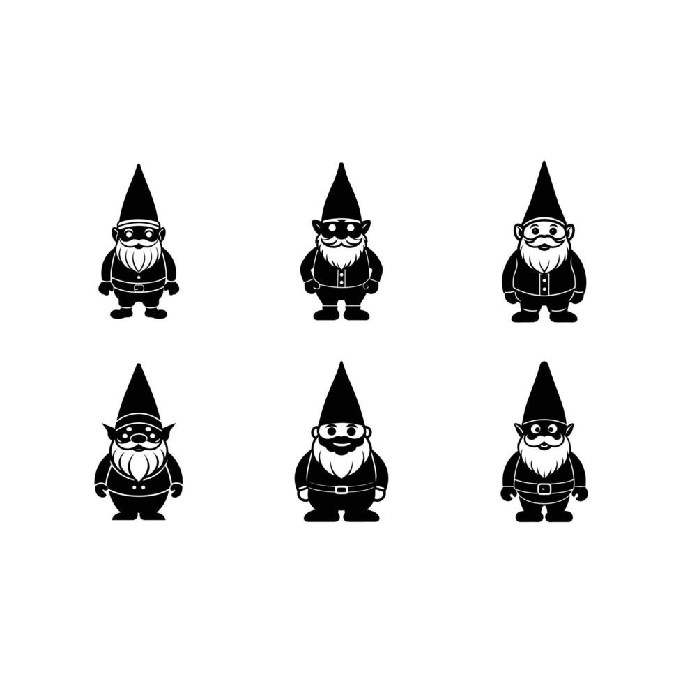 Charming gnome art in line style, perfect for whimsical designs vector