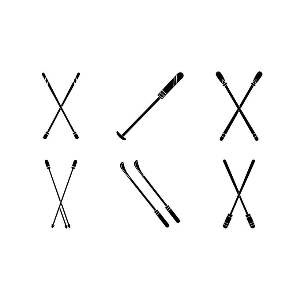 Stylish flat ski sticks design for winter-themed projects vector