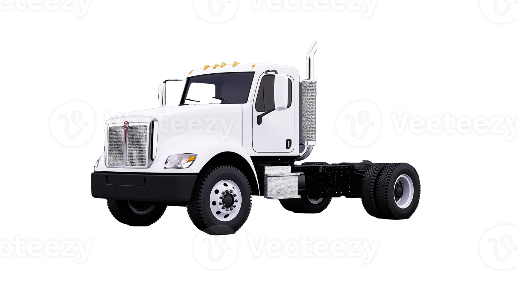 White semi-truck chassis on transparent background, isolated and detailed vehicle design png