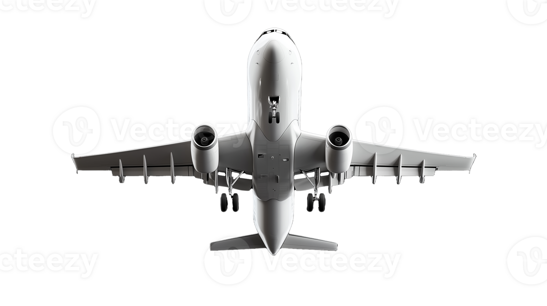 Front view of commercial jet airplane on a transparent background png