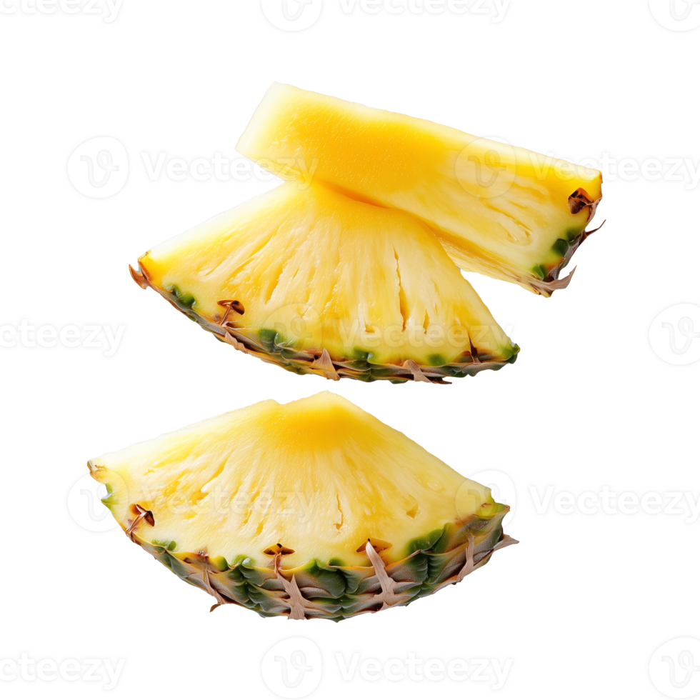 Pineapple slices stacked vertically on a transparent background png