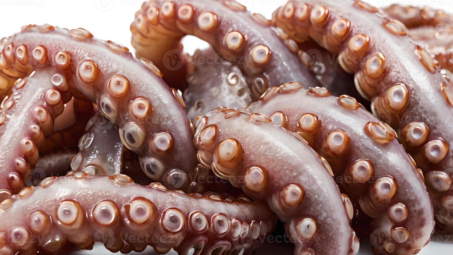 Closeup of Raw Octopus Tentacles Isolated on White Background photo