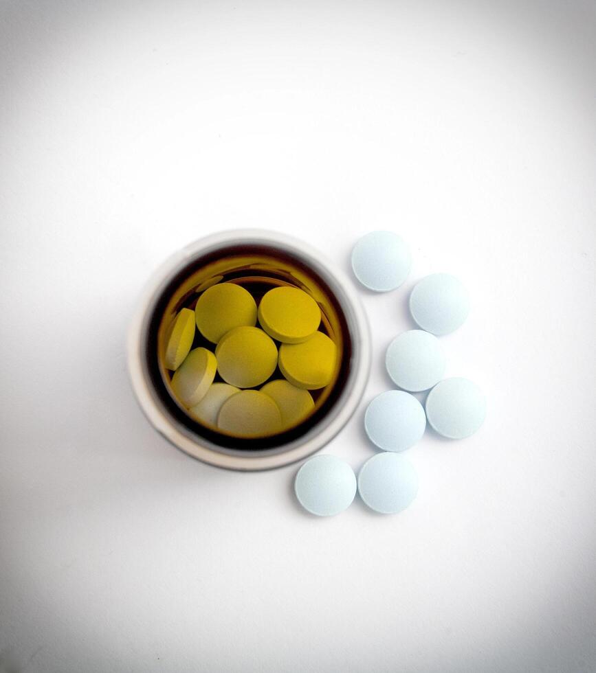 blue pills . health concept photo