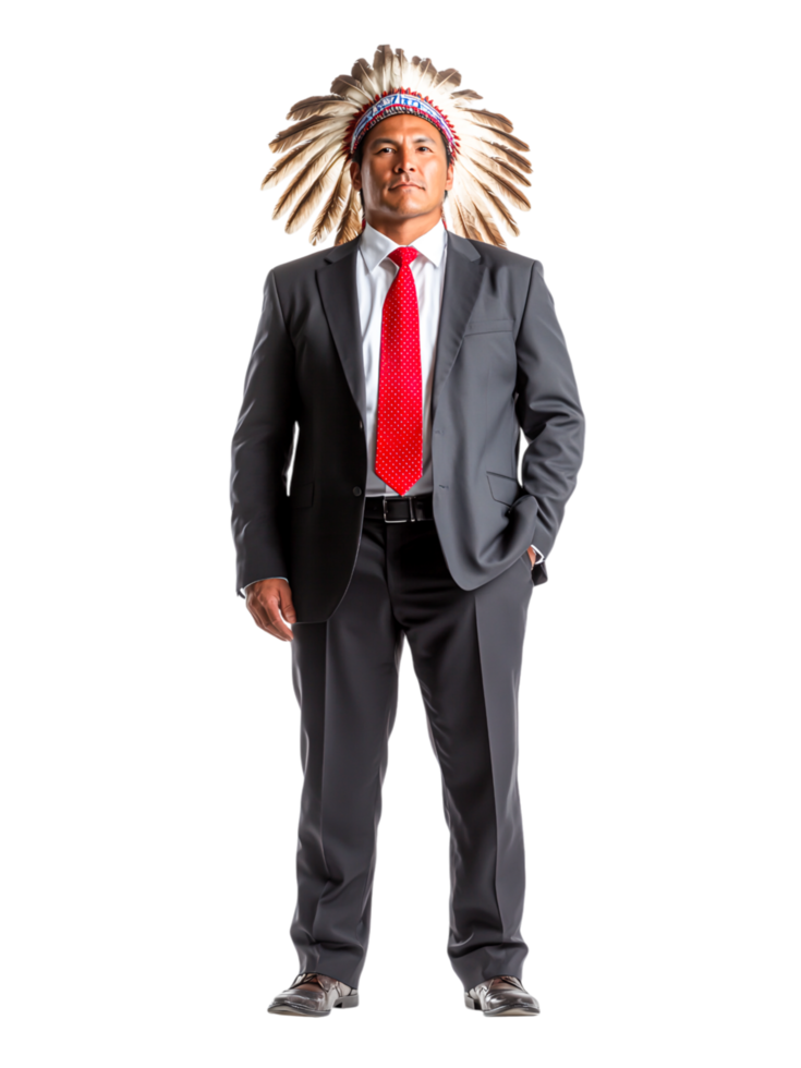 Professional Man in Feathered Headgear and Suit png
