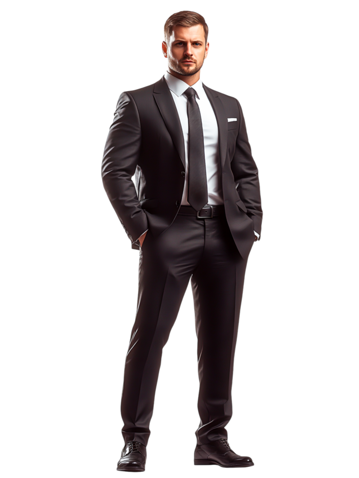 Smartly Dressed Man in Formal Suit Pose png