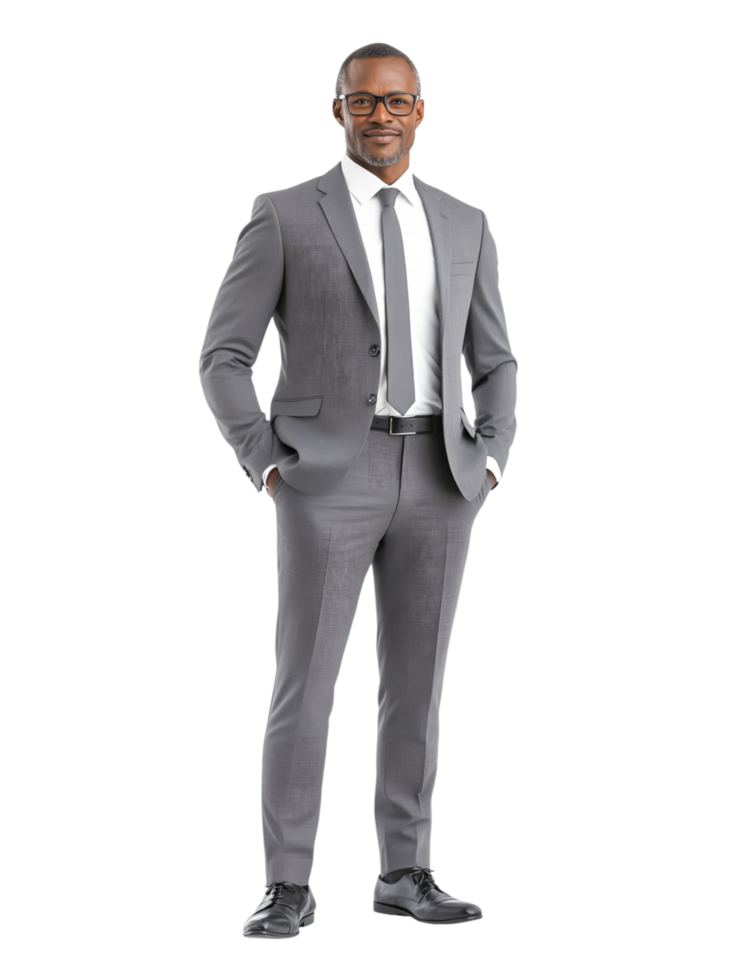 Professional Man in Suit with Confident Stance png