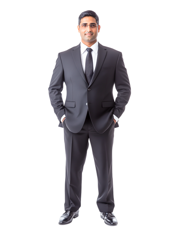 Professional Man in Suit Posing Confidently for Portrait png