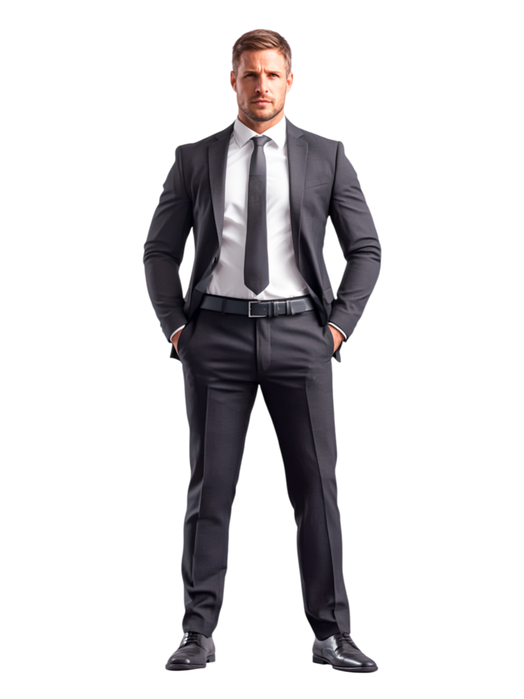 Confident Businessman in Formal Suit Pose png