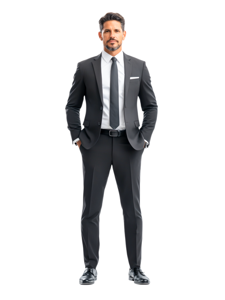 Professional Man in Suit with Confident Stance png