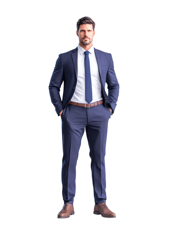 Professional Man in Business Attire Standing Confidently png