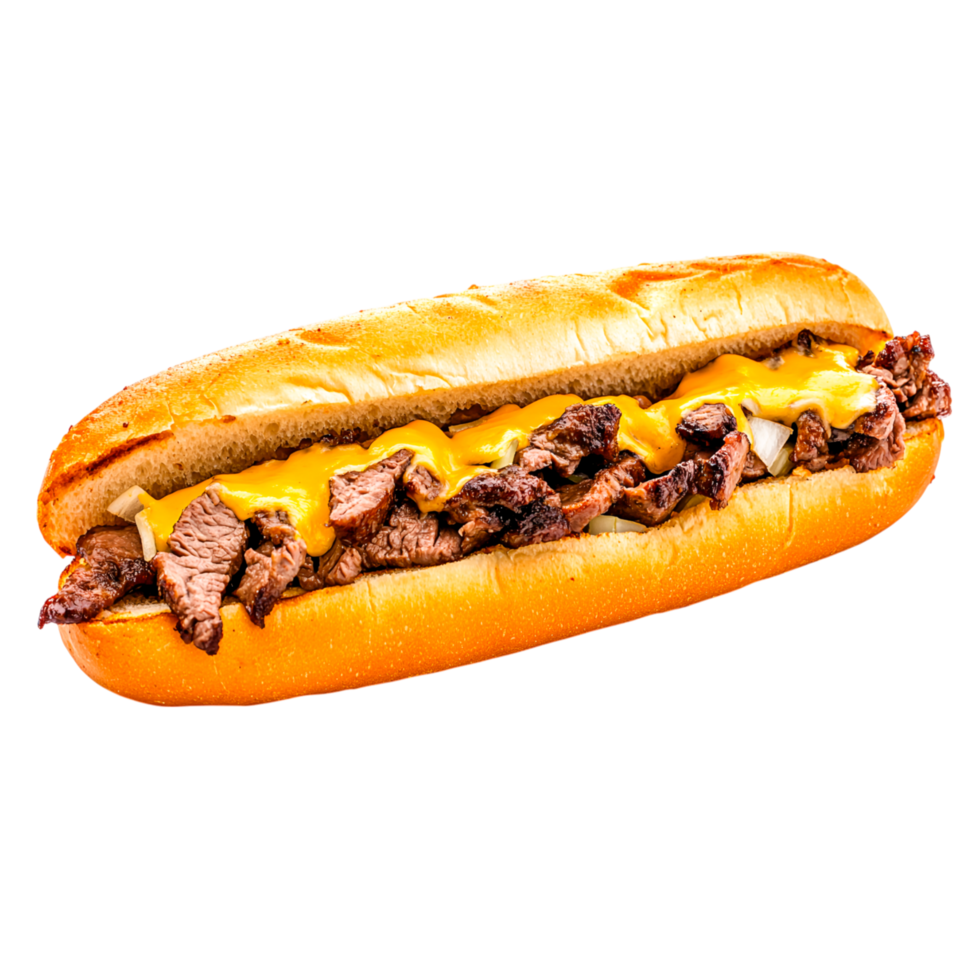 Delicious Steak Sandwich with Cheese and Onions png
