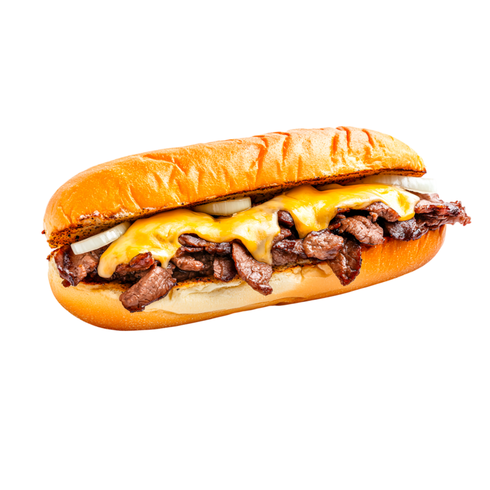 Delicious Cheesesteak Sandwich with Fresh Ingredients png