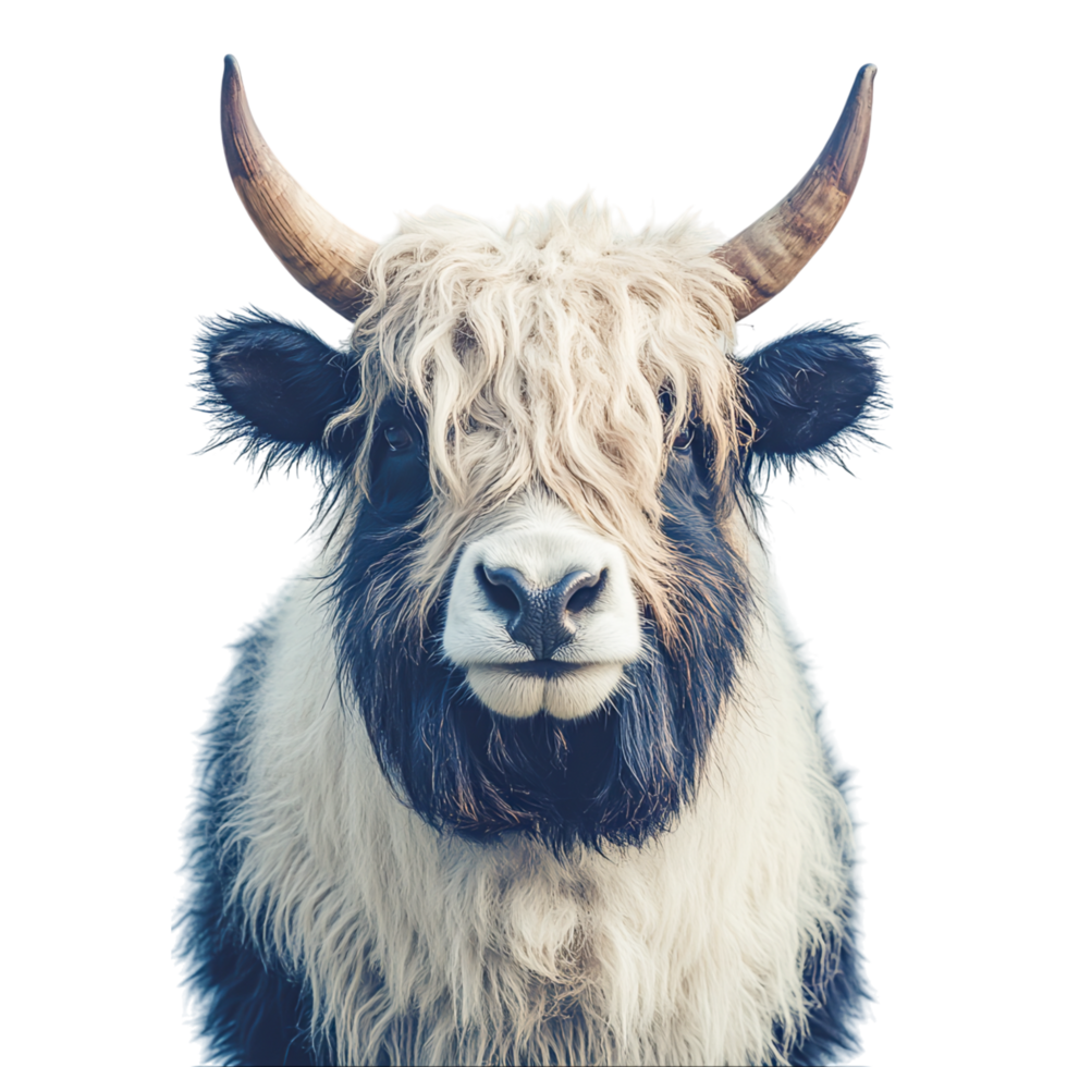 Close-Up of a Highland Cow with Unique Hair Texture png