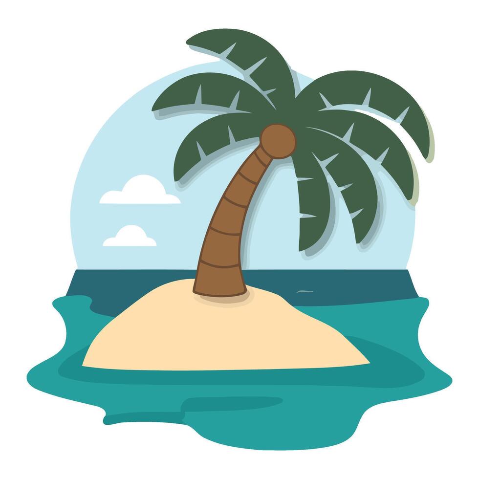 Tropical island palm tree illustration vector