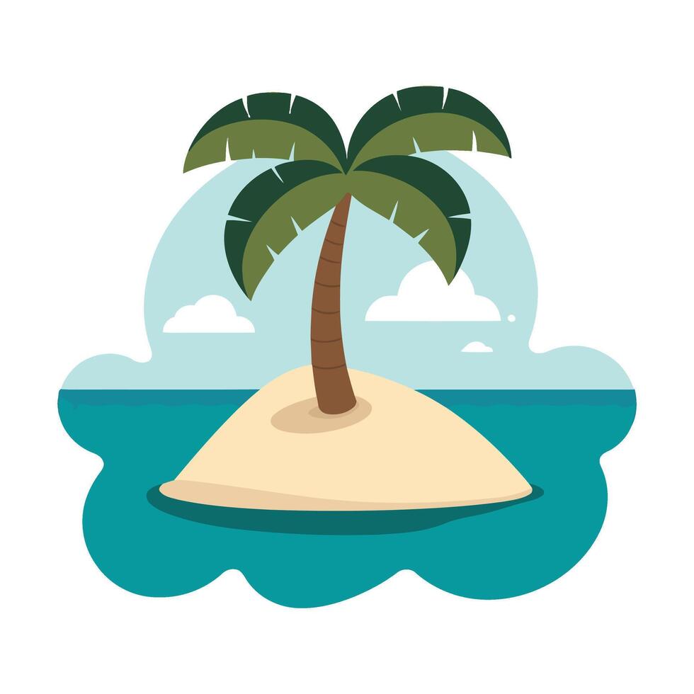 Tropical island palm tree island illustration vector