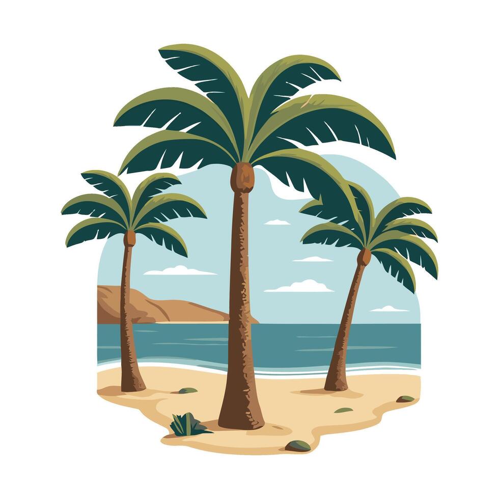Tropical palm trees on the beach illustration vector
