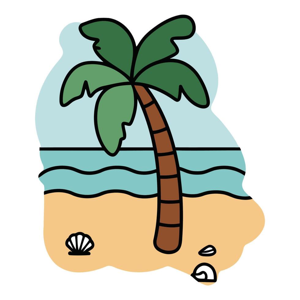 Palm tree on the beach vector