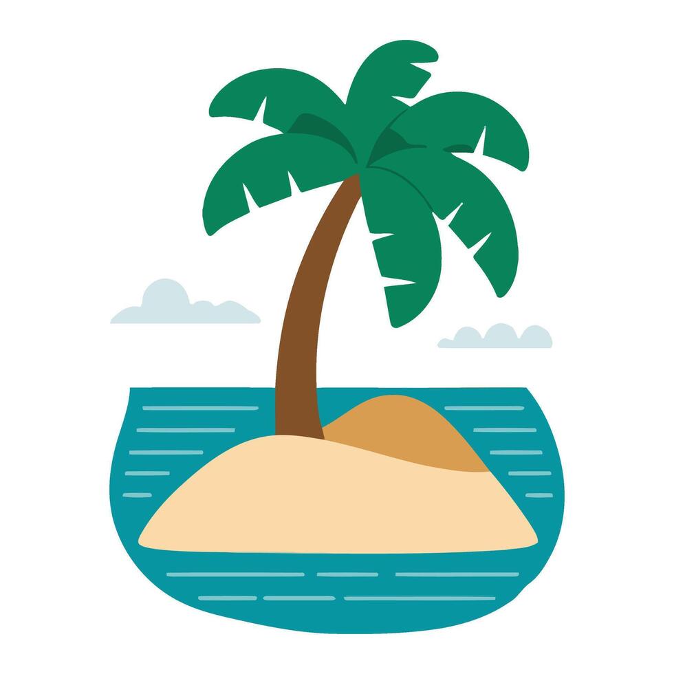 Tropical island palm tree illustration vector